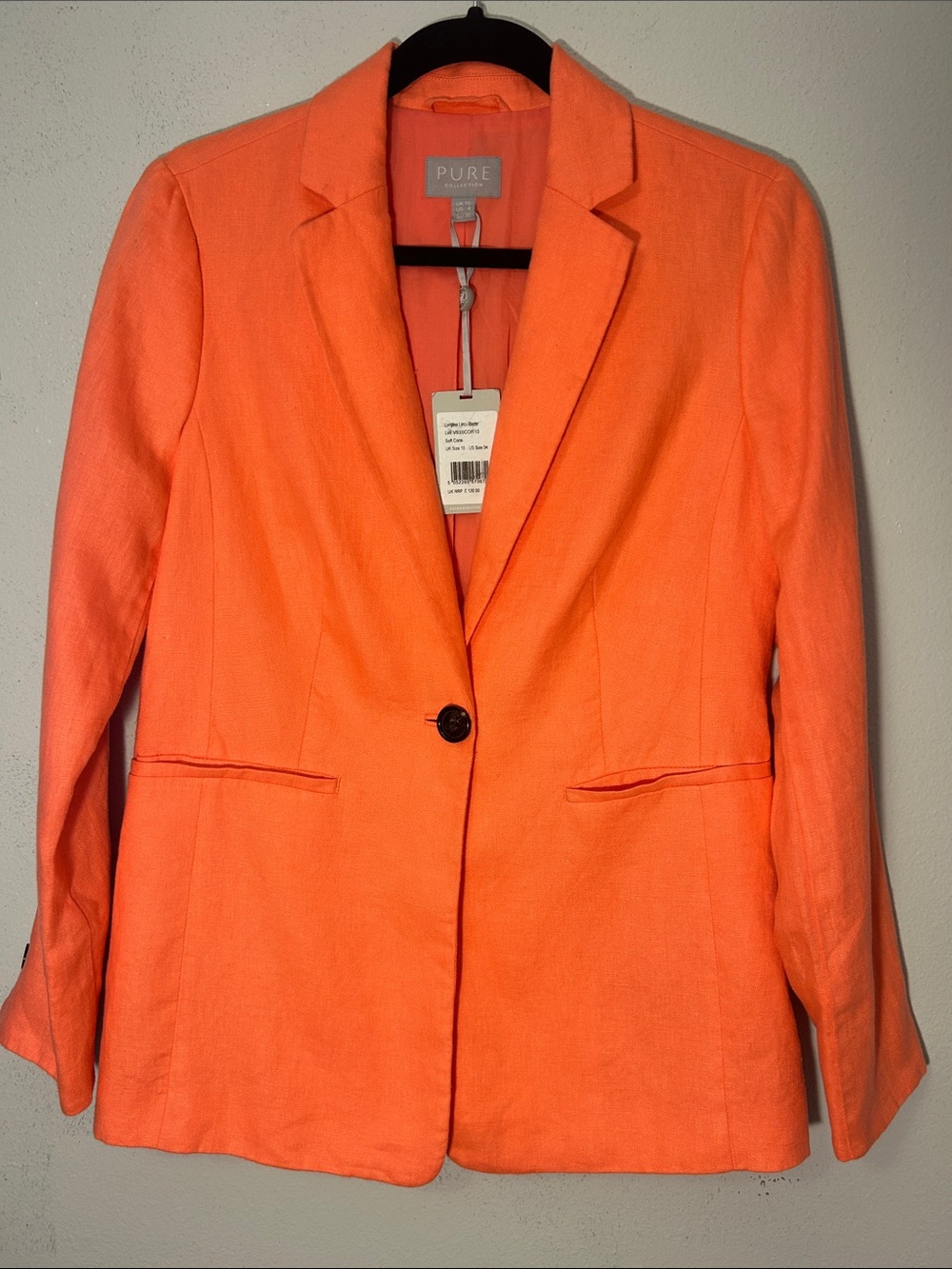Pure Collection 100% Linen Coral Blazer NWT Women’s US 6 UK 10